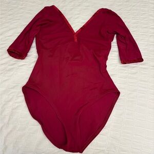 Yumiko. Alicia half sleeve deep red ballet leotard
